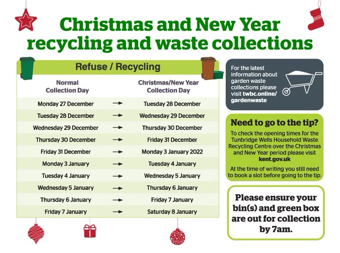 Christmas bin collections 2021 Hawkenbury Village